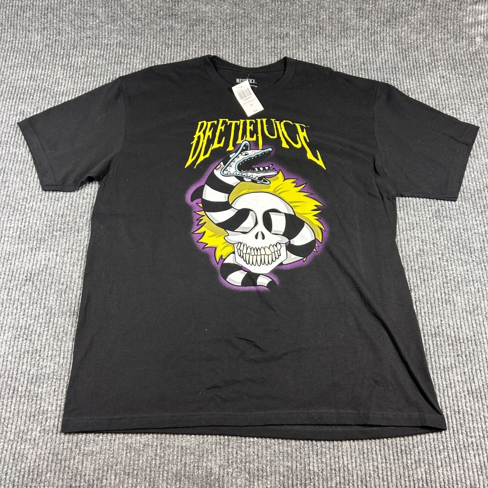 Beetlejuice Shirt‎ Men's XL Skull Sandworm Graphic Black Hot Topic NWT 15499574